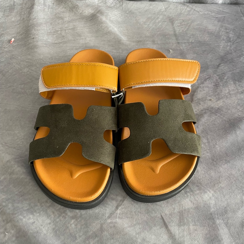 Stylish Orange and Olive Sandals